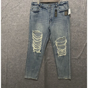 AFRM Anthropologie Super High Rise Crop Womens Sz 31 (36 W) Blue‎ Distressed NWT